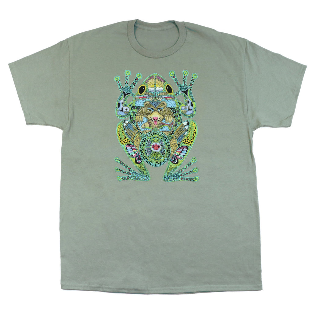 Earth Art Frog Adult Sage T-shirt