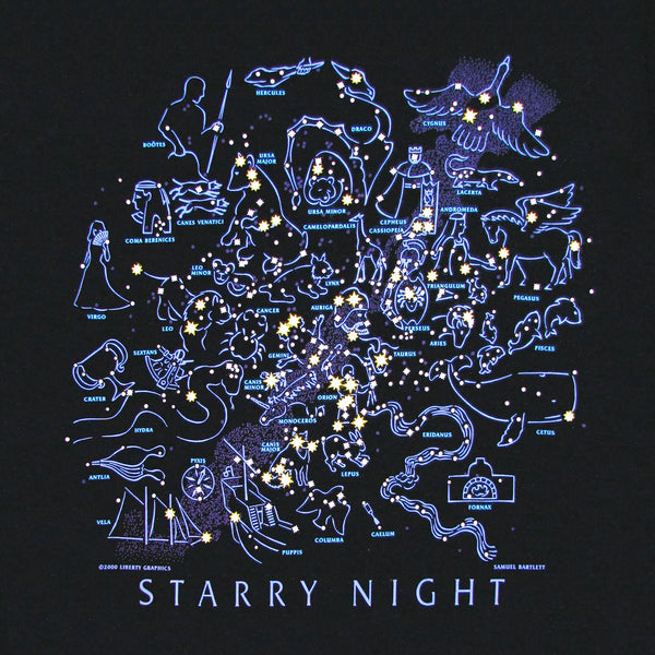 Starry Night Adult Black T-shirt
