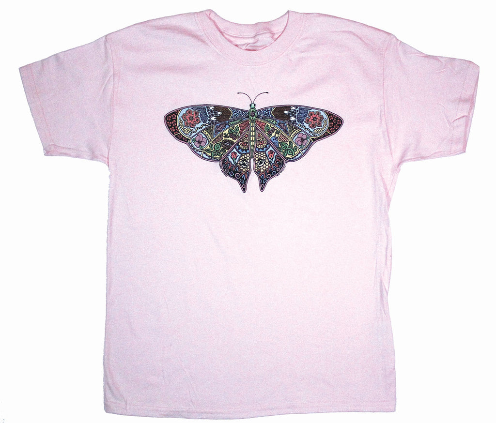 Earth Art Butterfly Youth Light Pink T-shirt