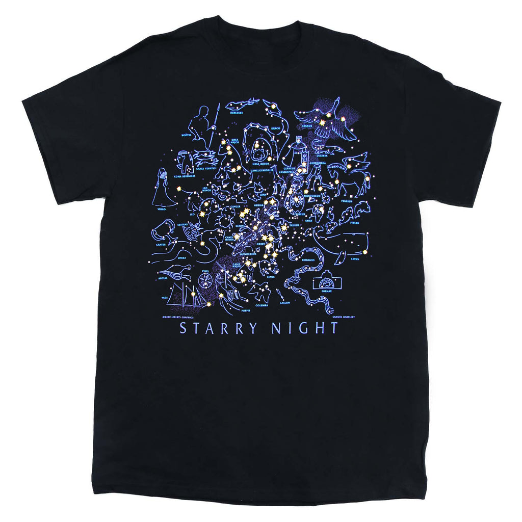 Starry Night Adult Black T-shirt