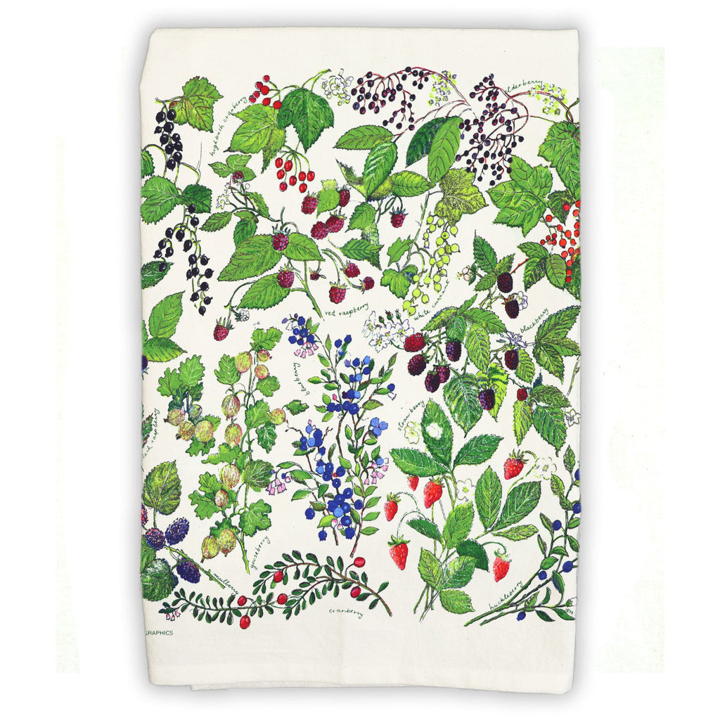 Berries White Tea Towel