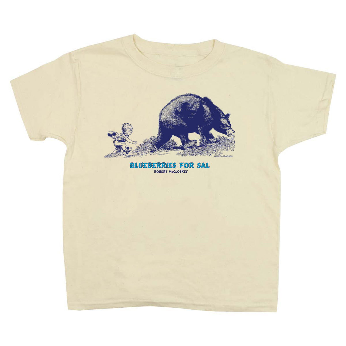 Blueberries for Sal Bear Youth Natural Tshirt Liberty Graphics