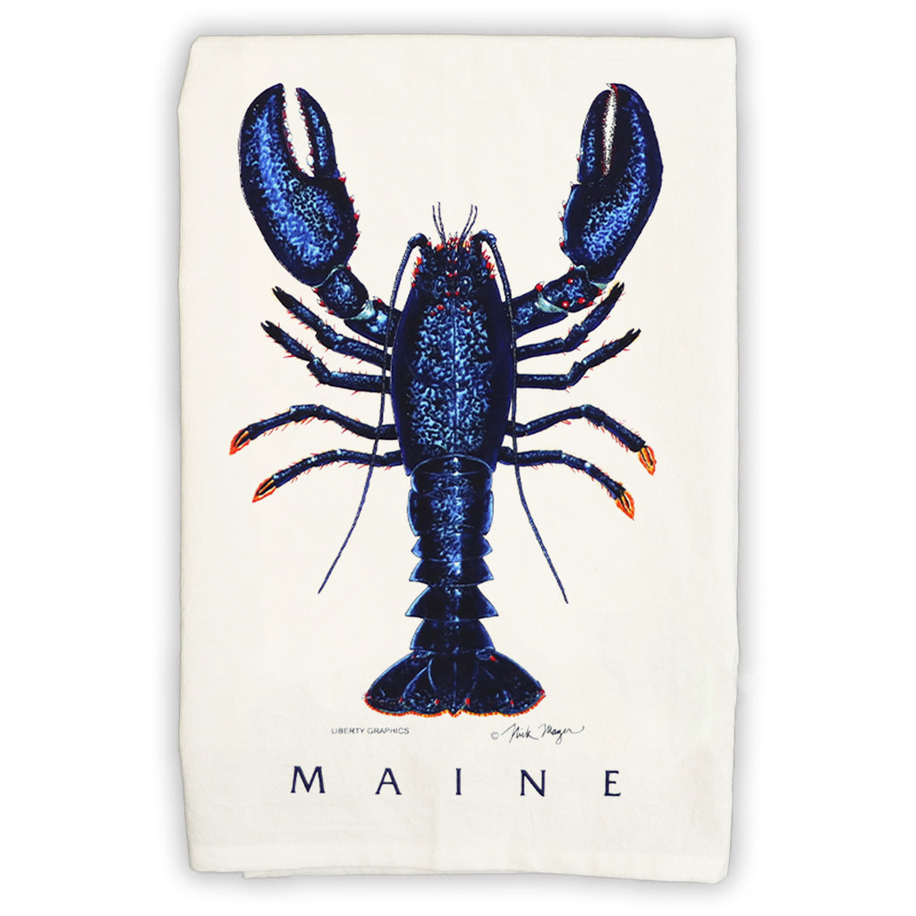 Blue Lobster White Tea Towel