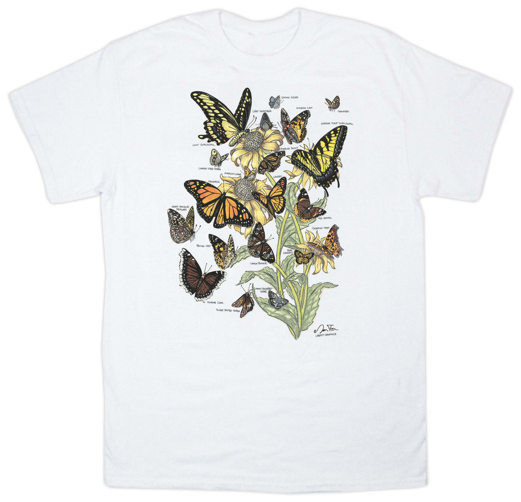 Butterflies of North America White Adult T-shirt