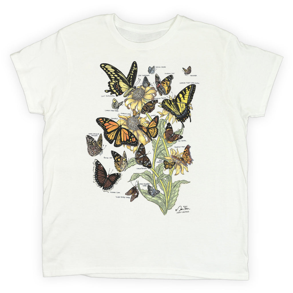 Butterflies of North America Ladies White T-shirt