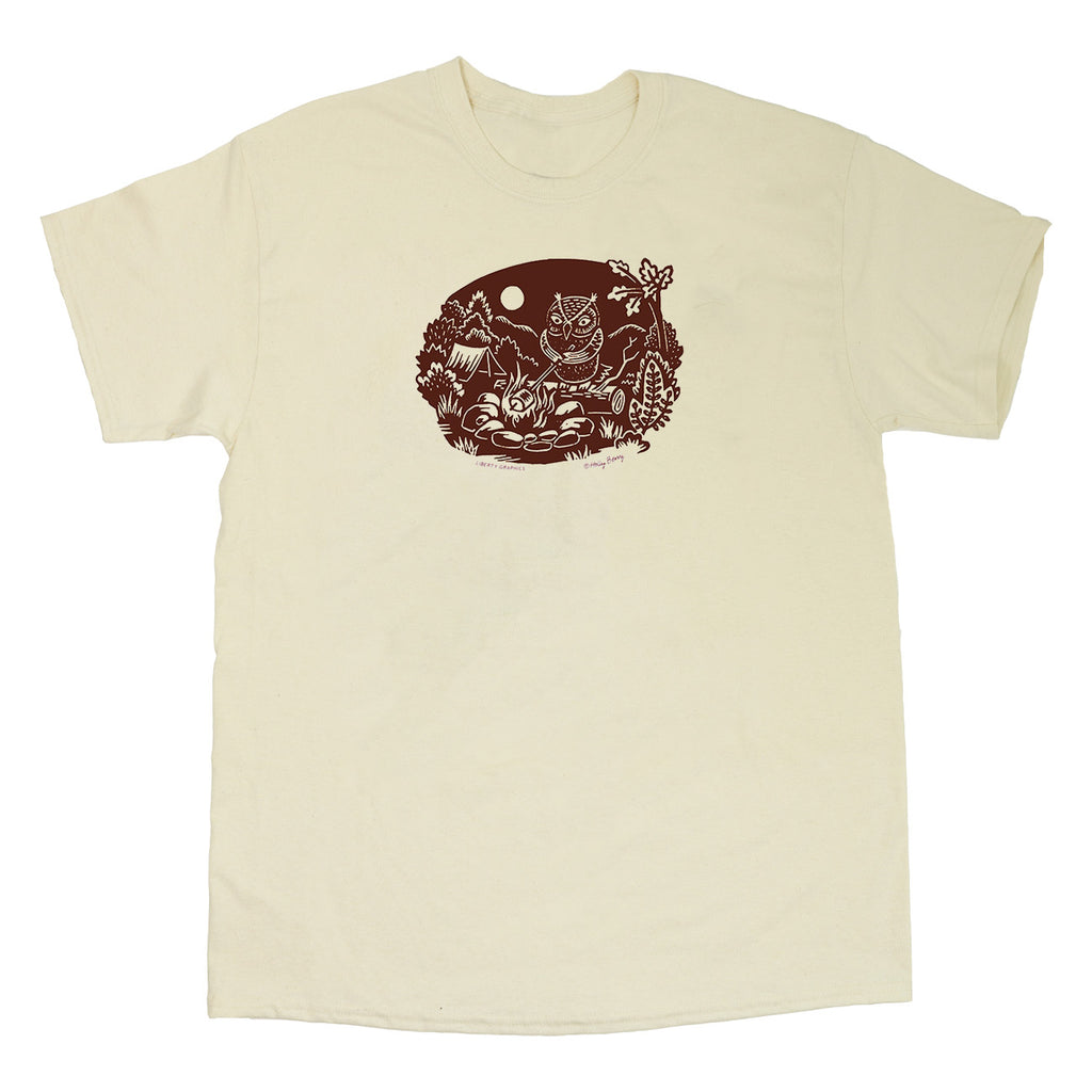 Campfire Owl Adult Natural T-shirt