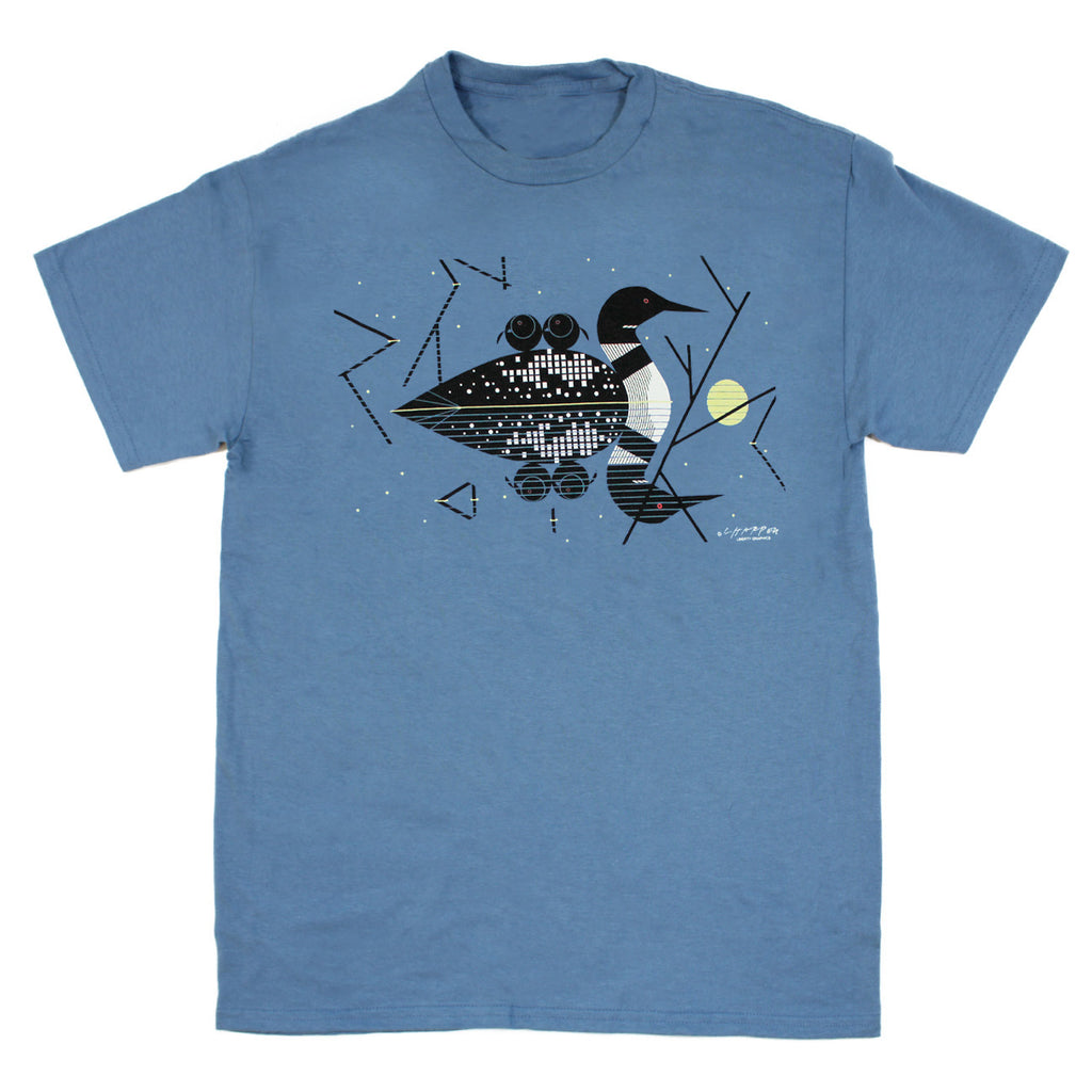 Charley Harper's Clair de Loon Adult Indigo Organic T-shirt