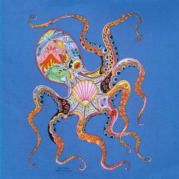 Earth Art Octopus Adult Denim T-shirt