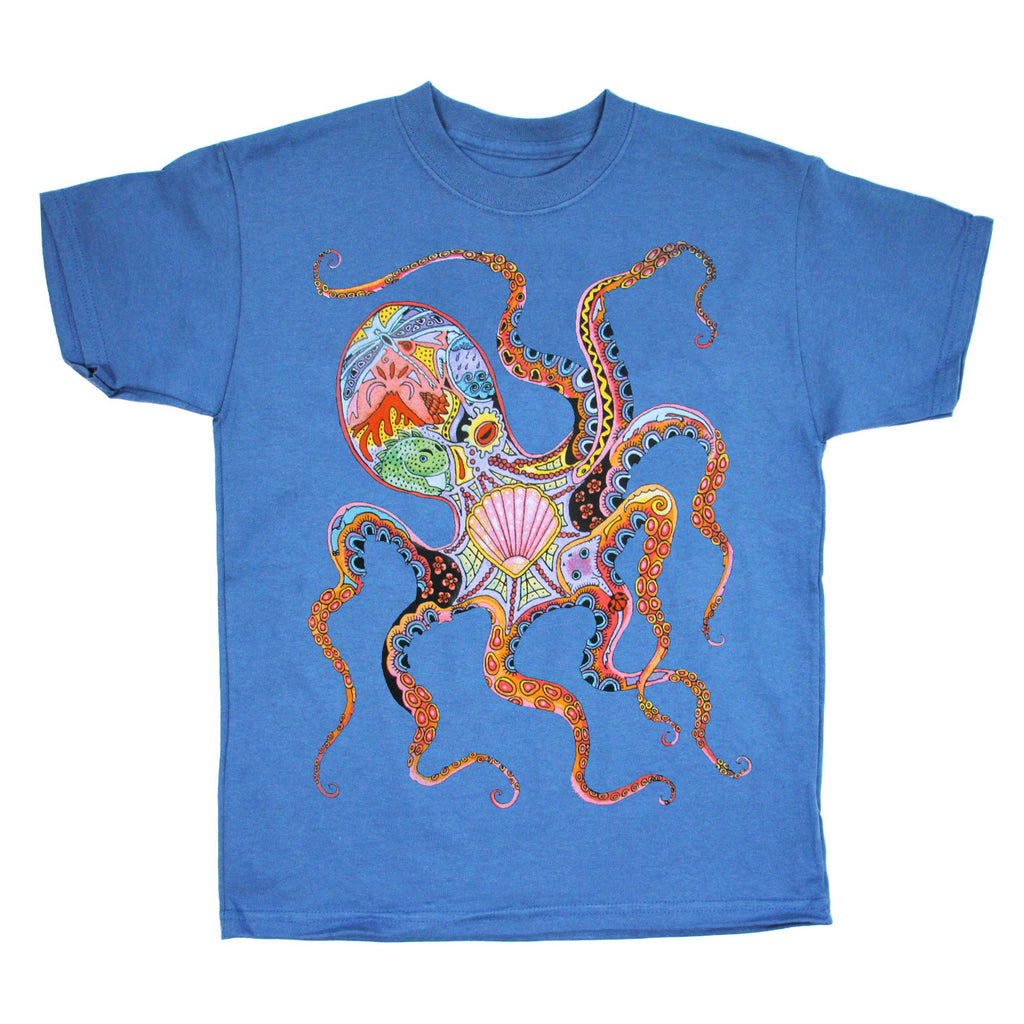 Earth Art Octopus Youth Denim T-shirt