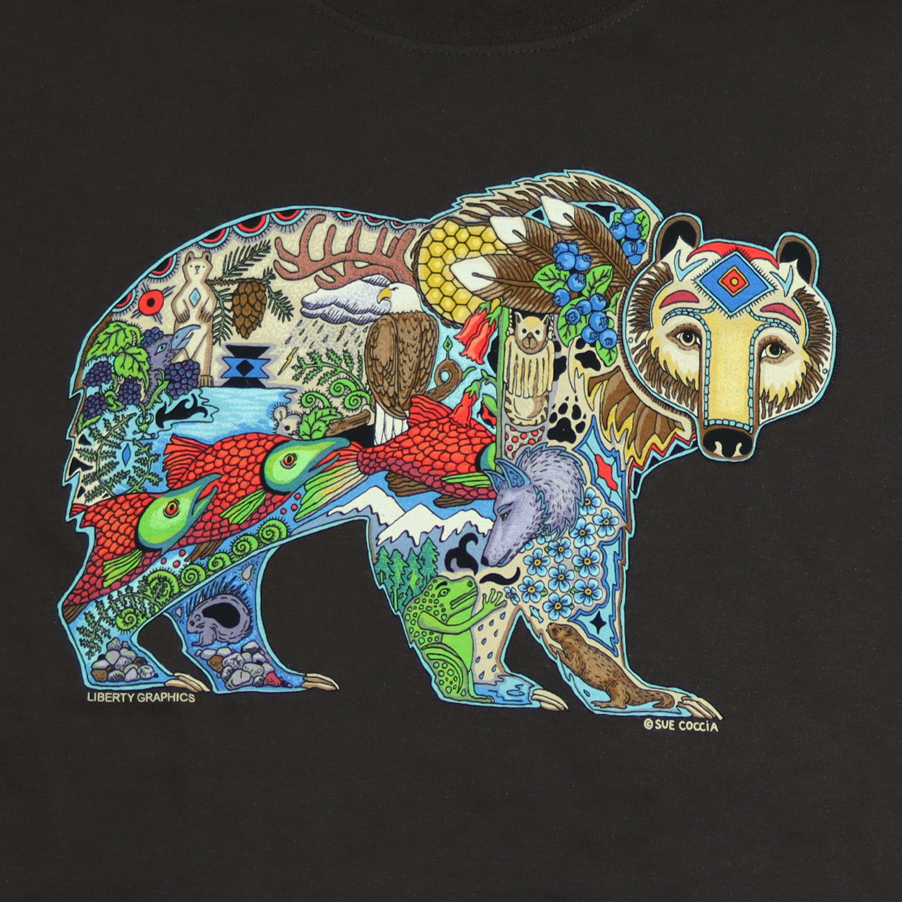 Earth Art Grizzly Adult Dark Chocolate T Shirt Liberty Graphics 