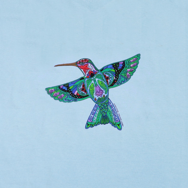 Earth Art Hummingbird Lt Blue LAT V-neck Ladies T-shirt