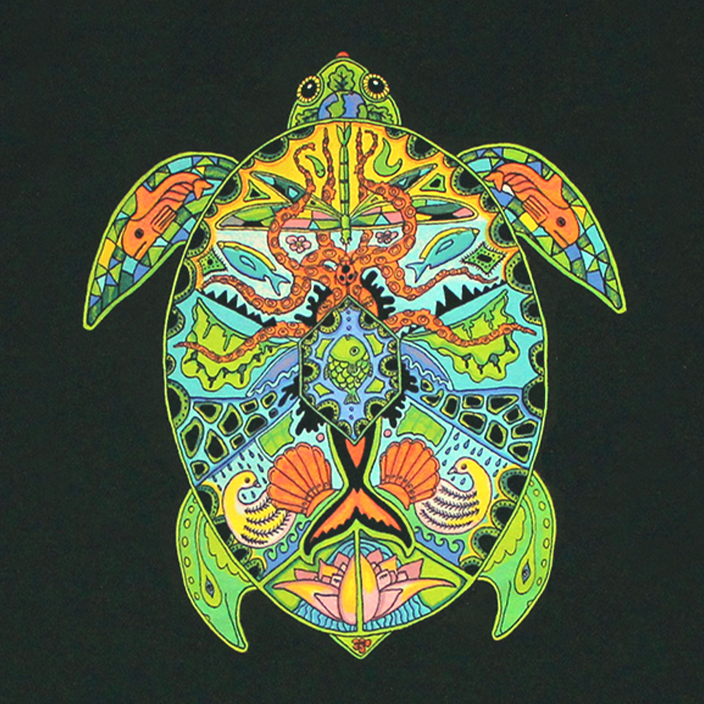 Liberty Graphics Green Sea Turtle Adult Denim T-Shirt X-Large