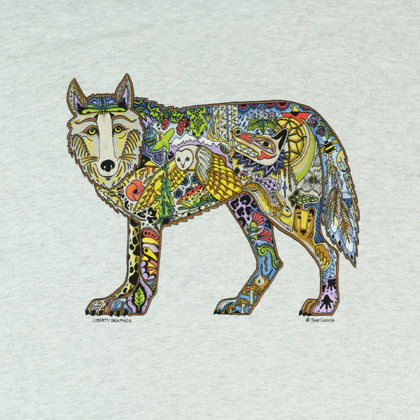 Earth Art Wolf Adult Ash Long Sleeve T-shirt
