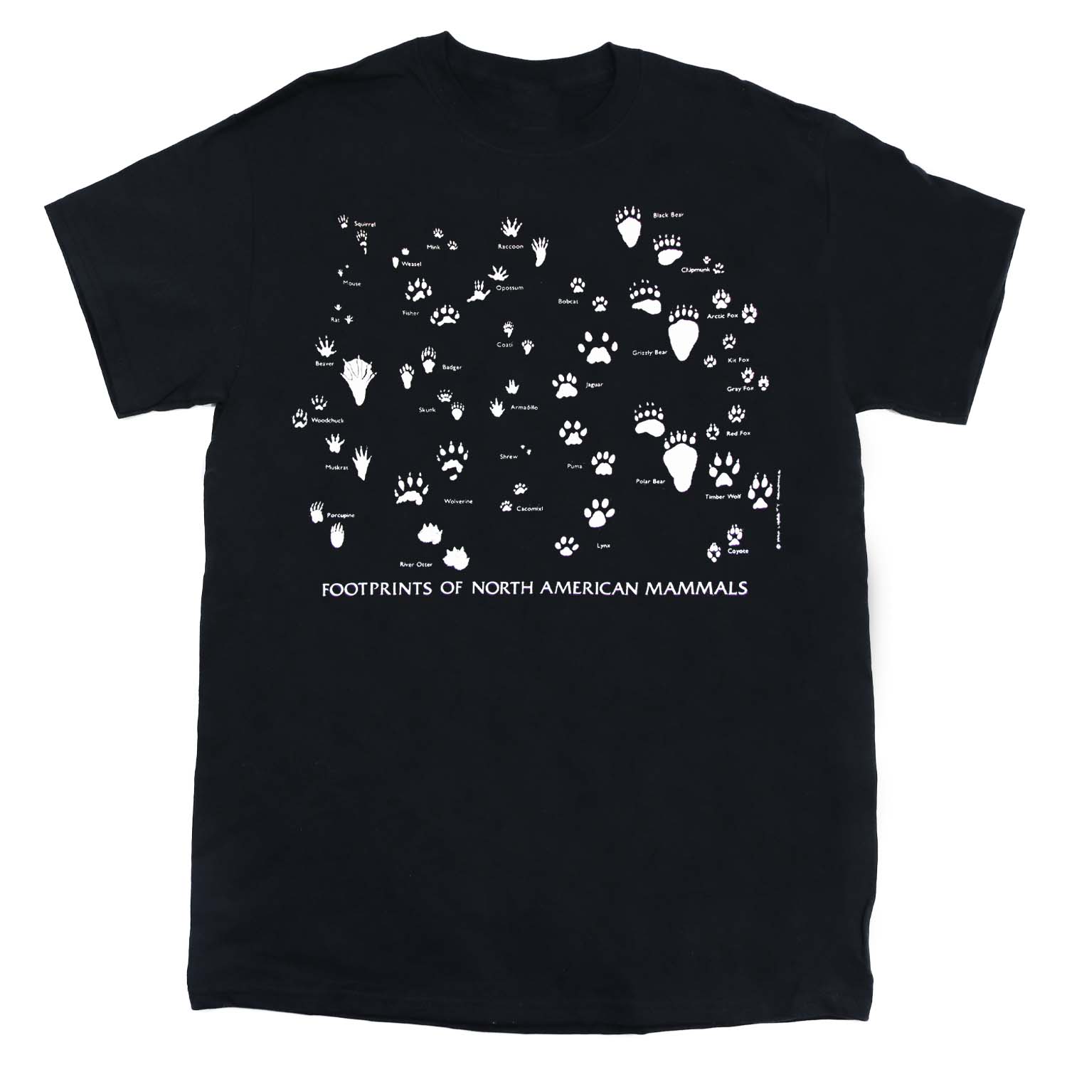 Footprints of North America Adult Black T-shirt