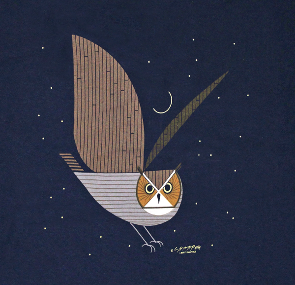 Great Horned Owl Premium V-neck Ladies Navy T-shirt