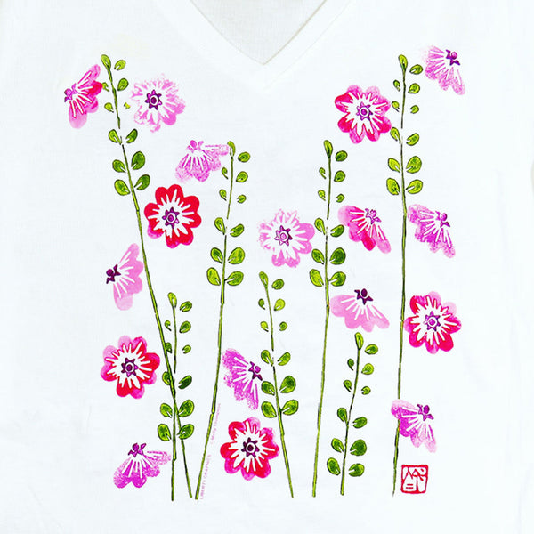 Hollyhocks Premium V-Neck Fitted White T-shirt