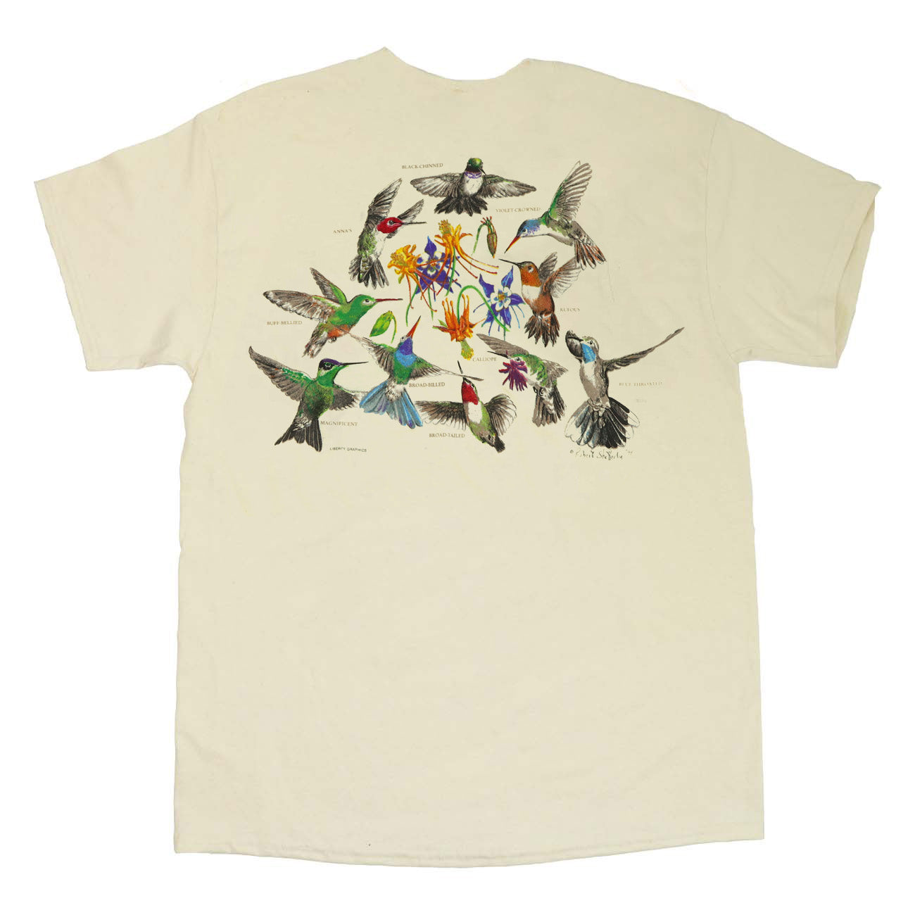 Hummingbirds Adult Natural 2-Sided T-shirt – Liberty Graphics