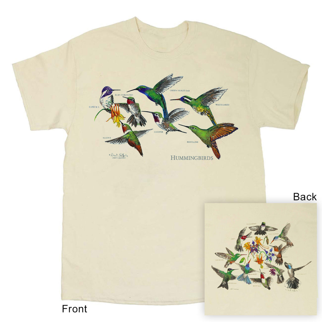 Hummingbirds Adult Natural 2-Sided T-shirt