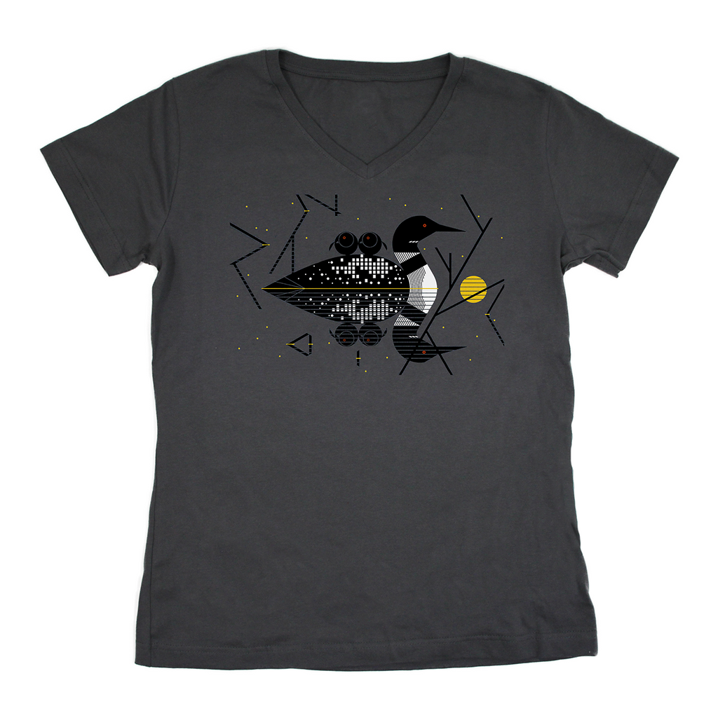 Claire de Loon Charcoal LAT V-Neck Ladies Tee