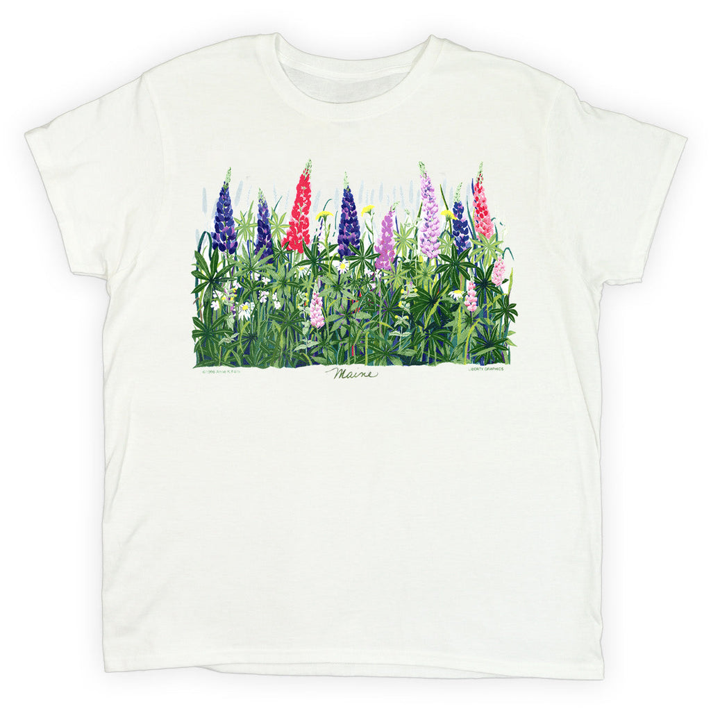 Lupine & Daisies w/Maine Ladies White T-shirt