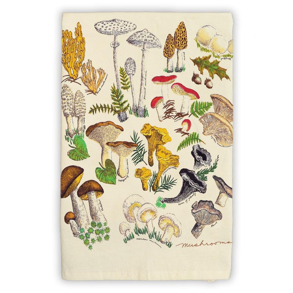 Mushrooms Natural Tea Towel