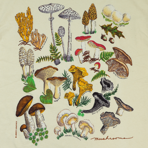 Mushrooms Adult Natural Long Sleeve T-shirt
