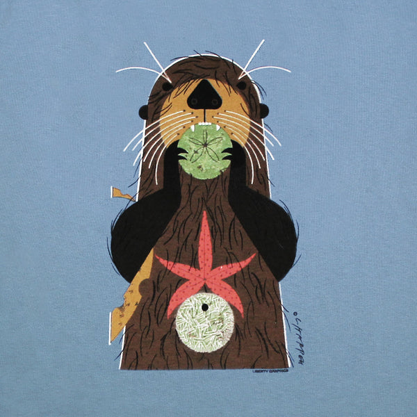 Charley Harper's Otterly Delicious Adult Stone Blue T-shirt