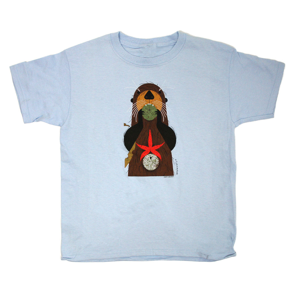 Charley Harper's Otterly Delicious Youth Light Blue T-shirt