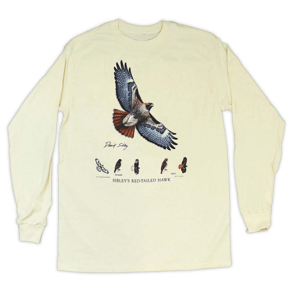 David Sibley's Red-Tailed Hawk Adult Natural Long Sleeve 2-Sided T-shirt