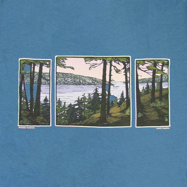 River Triptych Long Sleeve Adult Indigo T-shirt