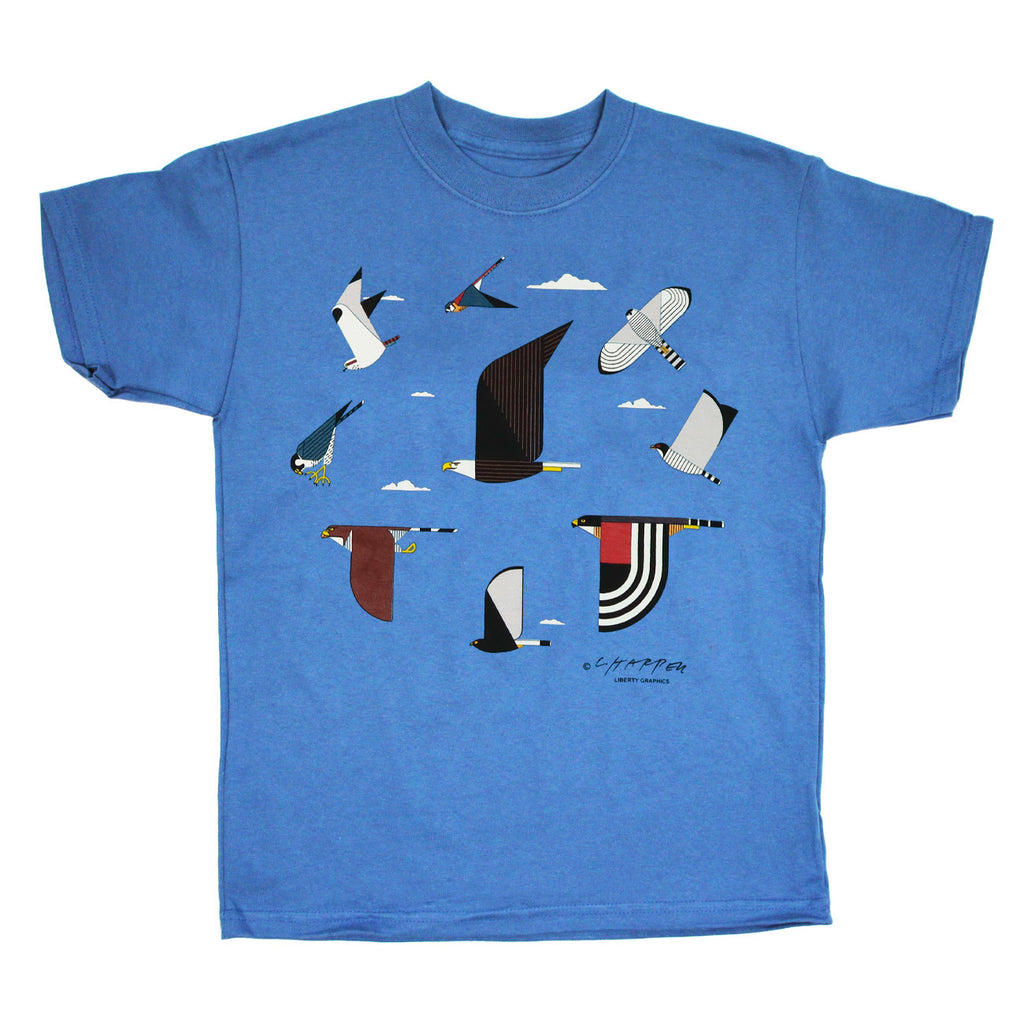 Charley Harper's Roving Raptors Youth Denim T-shirt