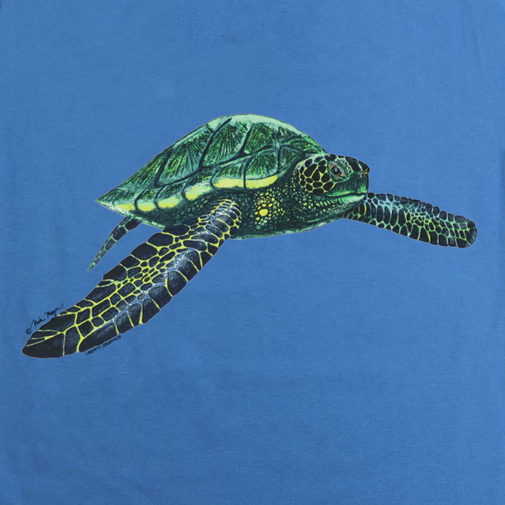 Liberty Graphics Green Sea Turtle Adult Denim T-Shirt X-Large