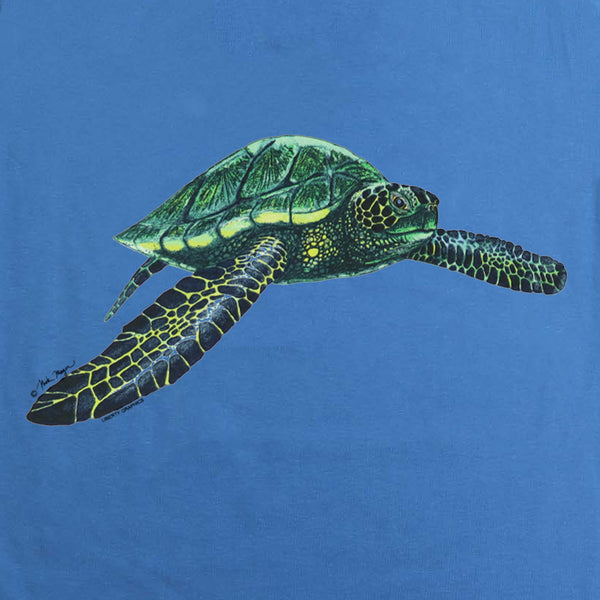 Green Sea Turtle Adult Denim T-shirt