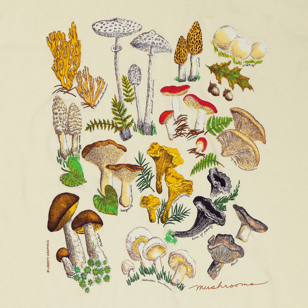 Mushrooms Adult Natural T-shirt