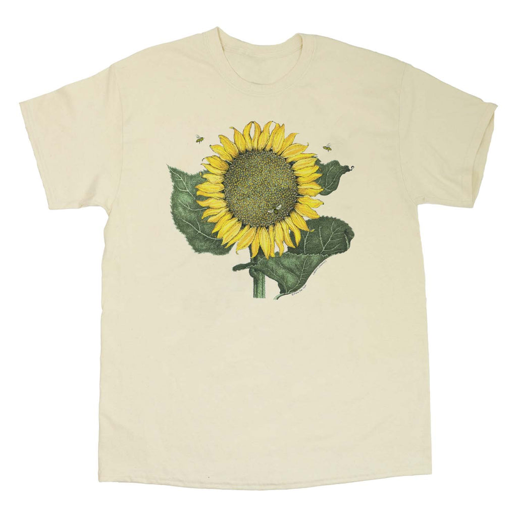 Sunflower & Bees Adult Natural T-shirt