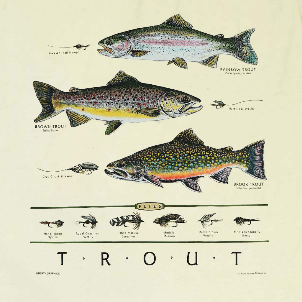 Trout & Flies Adult Natural Long Sleeve T-Shirt XXL