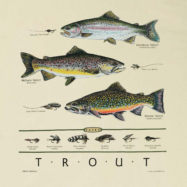 Trout & Flies Adult Natural T-shirt