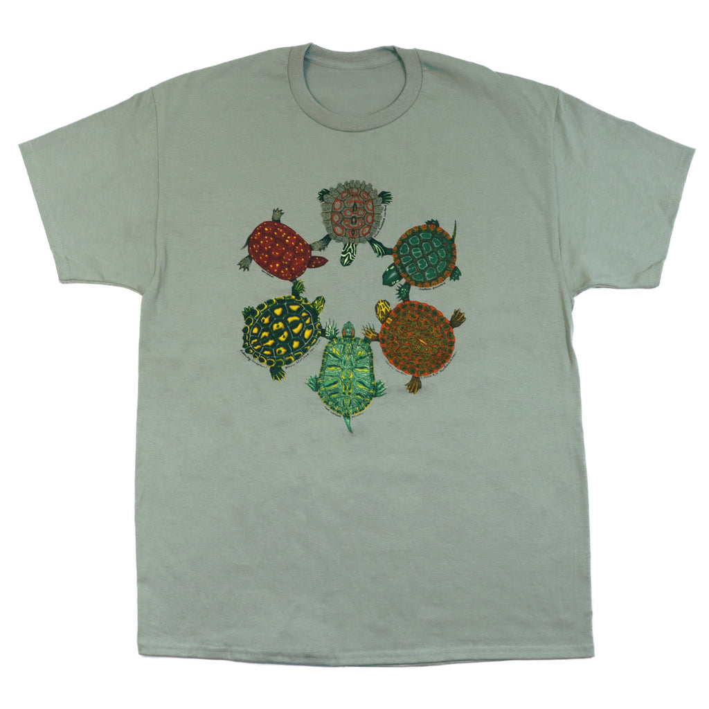 Liberty Graphics Turtle Circle Adult Sage T-Shirt Large
