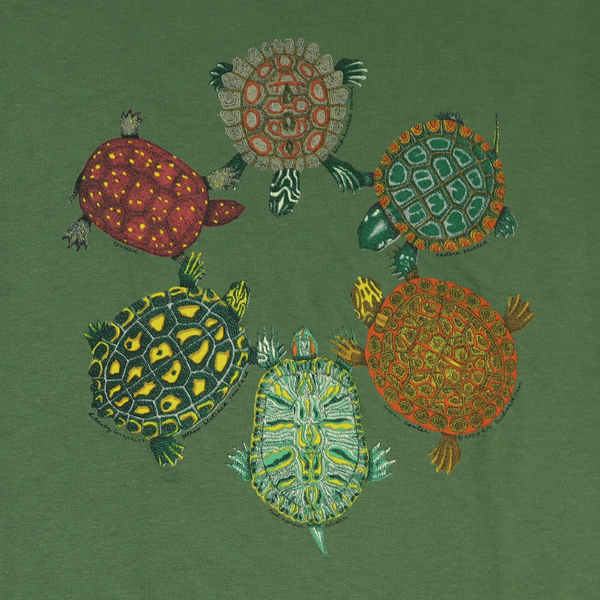 Turtle Circle Adult Olive Green Long Sleeve T-shirt