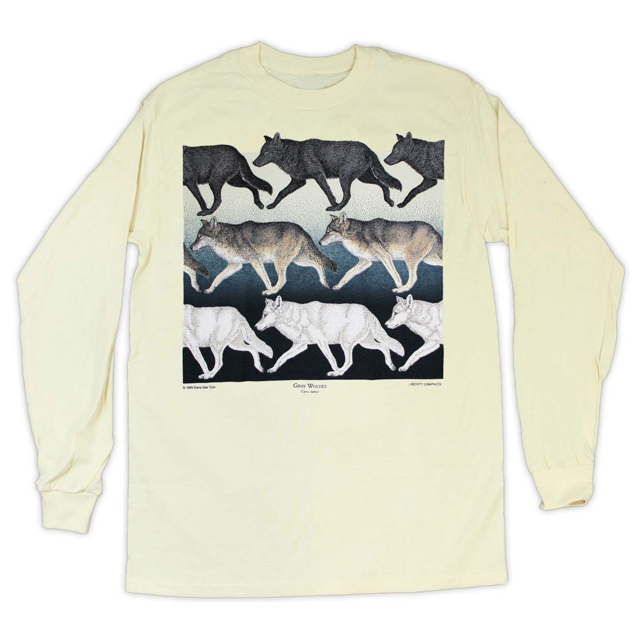 Walking Wolves Adult Natural Long Sleeve T-shirt – Liberty Graphics