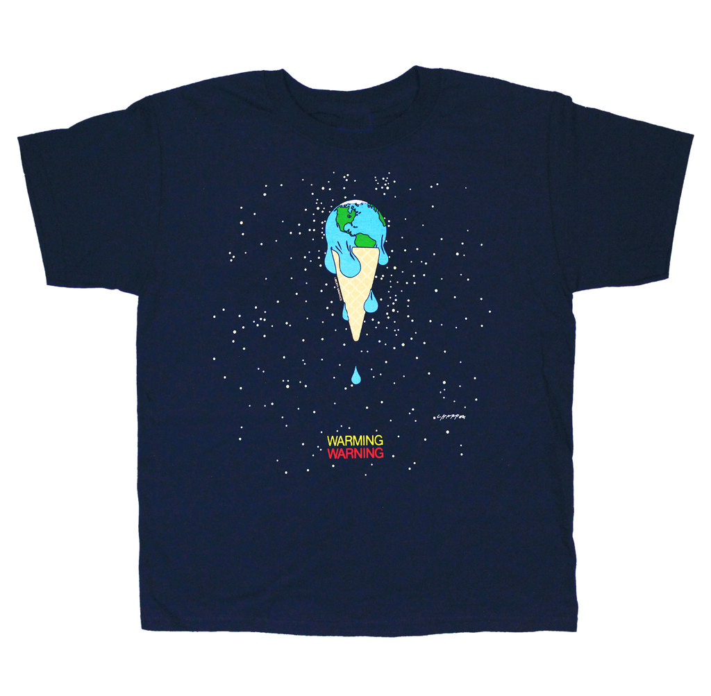 Charley Harper's Warming Warning Youth Navy T-shirt