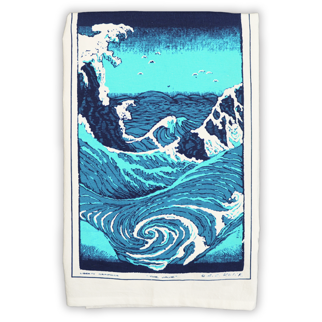 The Wave White Tea Towel