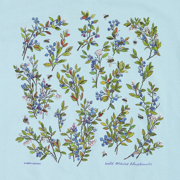 Wild Maine Blueberries Ladies Light Blue T-shirt